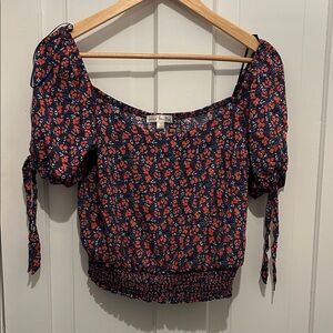 Nine Britton Navy and Red Floral Blouse